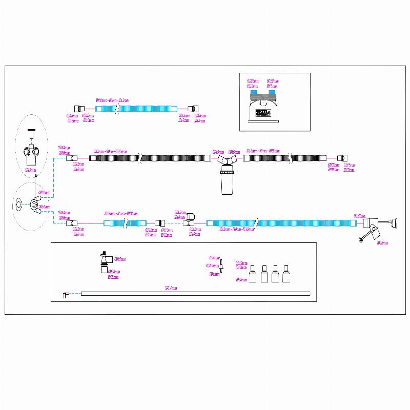 Контур дихальний одноразовий MEDICARE, з 1 вологозбірником, камерою зволожувача та підігрівом лінії вдиху, для новонароджених
